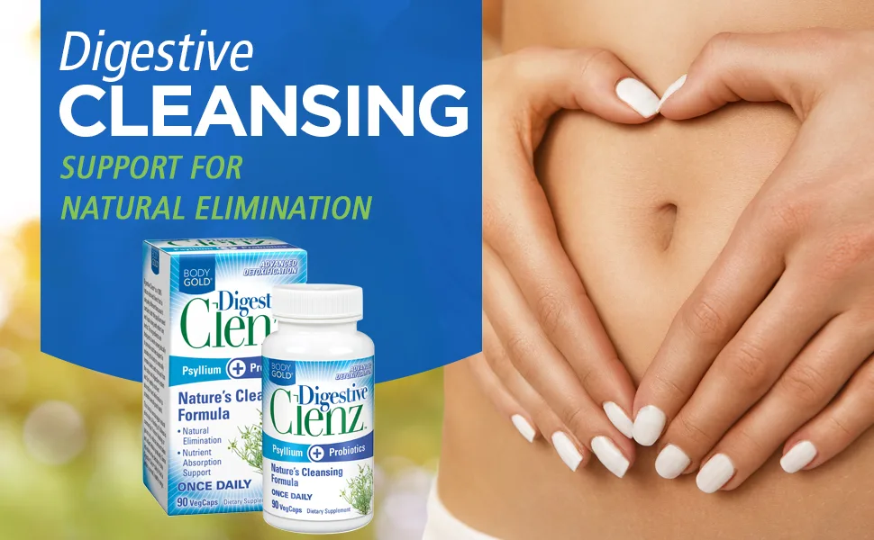 Body Gold Digestive Clenz | Healthy Detoxification Elimination & Nutrient Absorption Support | 30 Servings 90 VegCaps - Body Gold Digestive Clenz | Healthy Detoxification, Elimination & Nutrient Absorption Support