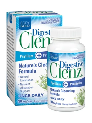 Body Gold Digestive Clenz | Healthy Detoxification Elimination & Nutrient Absorption Support | 30 Servings 90 VegCaps - Body Gold Digestive Clenz | Healthy Detoxification, Elimination & Nutrient Absorption Support