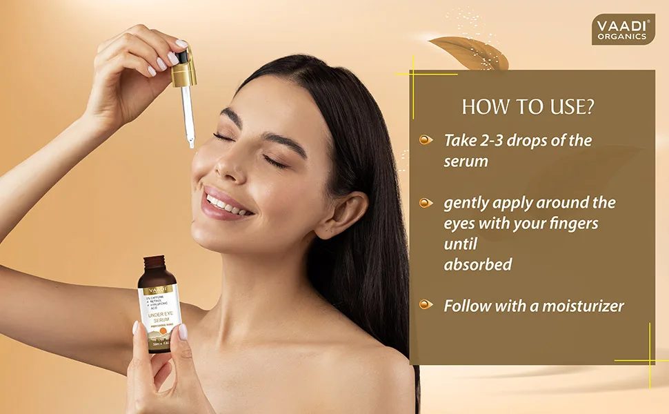 Vaadi Herbals Under Eye Serum with 5% Caffeine & Retinol & Hyaluronic Acid - 30ml - Face Serum