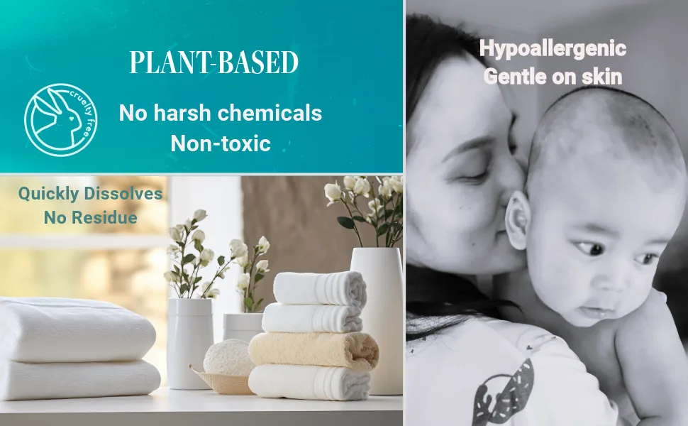 Plant-based Laundry Detergent Sheets 100% Plastic-Free Biodegradable Powerful Cleaning Effect - Box of 60 Sheets - Fresh Linen - Hypoallergenic, baby detergent, natural laundry detergent, non-toxic laundry detergent, free, gentle