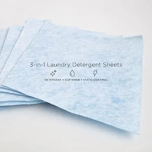 3-in-1 Laundry Detergent Sheets 20 Loads Scented Liquidless Soap Sheet-Detergent fabric softener and more -TSA Travel Approved Dorm Life Camping Small Dwellings and RV Laundry Detergent - Washeze 3 in 1 laundry detergent soap sheet