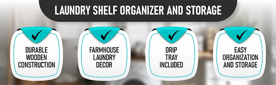 Rustic Grey Wooden Laundry Detergent Holder - Space-Saving Farmhouse Organizer with Easy-Clean Drip Tray Perfect for Modern Home Decor - Laundry Shelf Organizer And Storage,