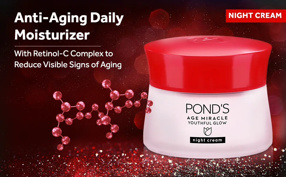 Ponds Age Miracle Night Cream Anti Wrinkle Cream & Night moisturizer Perfect Night Cream for Face 50 ML - Anti-Aging Day Moisturizer