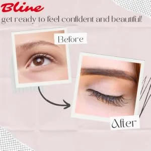 Bline Eyelash Glue Waterproof False Eyelash Adhesive Latex Free Glue Vegan Cruelty Free Black 5ml. - Before & After