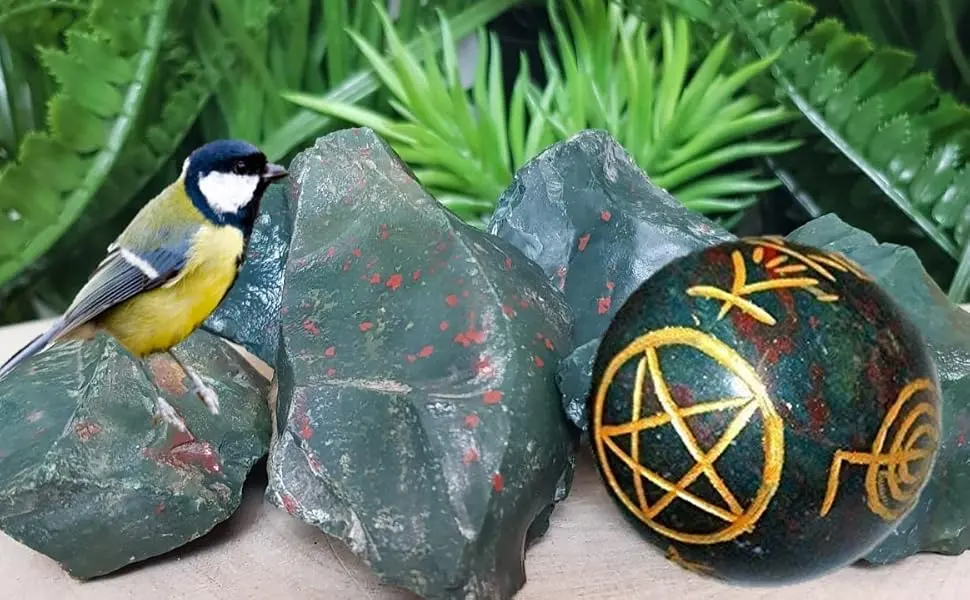 Jet Awesome Bloodstone Crystal Ball Sphere Genuine Original Authentic Usui Engraved 45 mm - 50 mm Gemstone Unique Rare - CHAKRA BALANCING