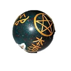 Jet Awesome Bloodstone Crystal Ball Sphere Genuine Original Authentic Usui Engraved 45 mm - 50 mm Gemstone Unique Rare - THANKFULL;