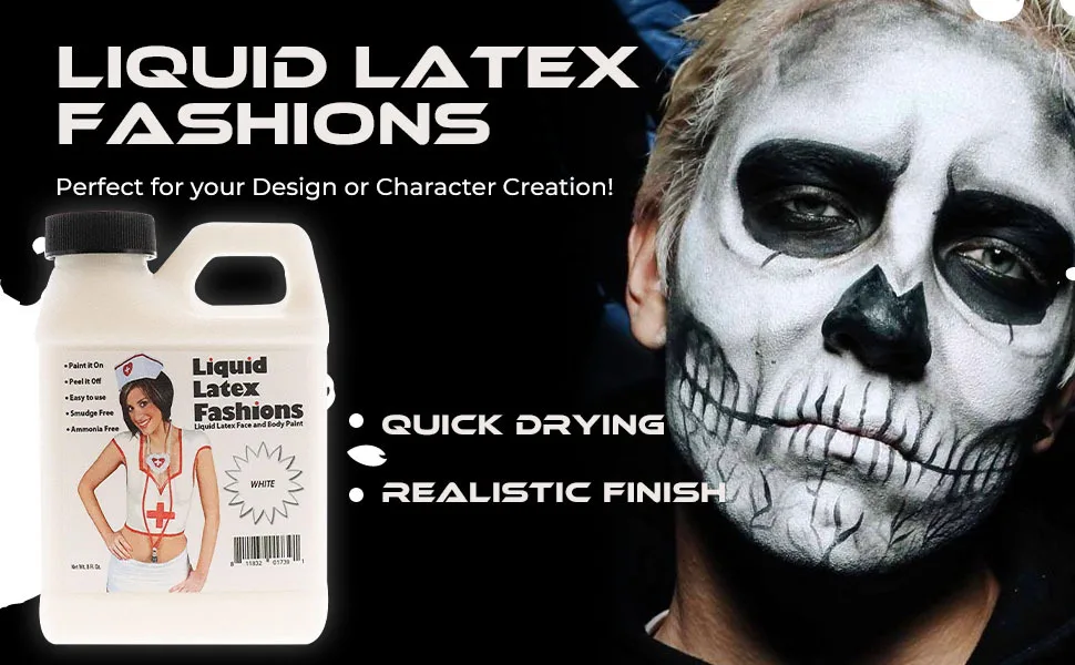 Ammonia Free Liquid Latex Body Paint 8oz White - White Liquid Latex Paint