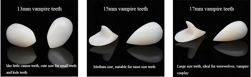 Secaden 3 Pairs Vampire Teeth Fangs Dentures Cosplay Props Halloween Props Party Favors - product information 5