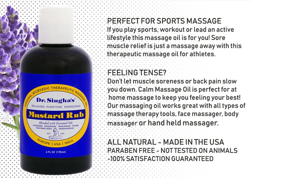 Dr. Singha's Original Ayurvedic Relaxing Purifying and Energizing Massage Oil - Made in USA 6 oz - 6 fl oz