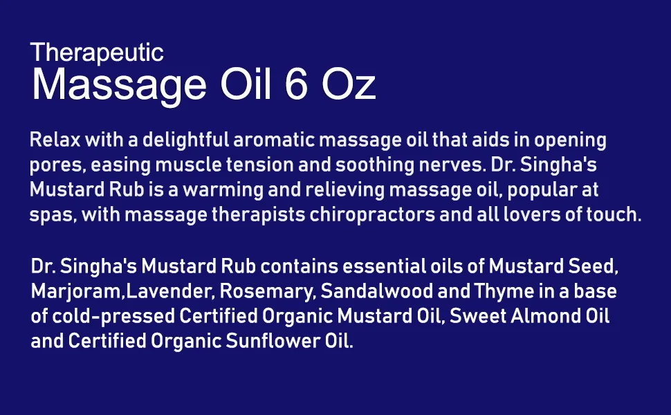 Dr. Singha's Original Ayurvedic Relaxing Purifying and Energizing Massage Oil - Made in USA 6 oz - 6 oz