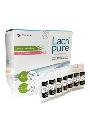 Menicon LacriPure Saline Contact Lens Solution for Lens Rinse & Insertion 98 Vials 5ml - LacriPure Rinsing & Insertion Saline