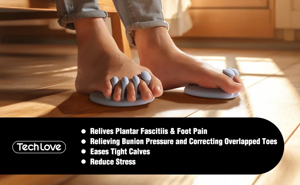 Tech Love Toe Separators Toe Spacers for Overlapping Toes Big Toes Women Men Correct Toes Bunion Corrector 1 Pair Bunion Pads (Blue) - plantar fasciitis relief