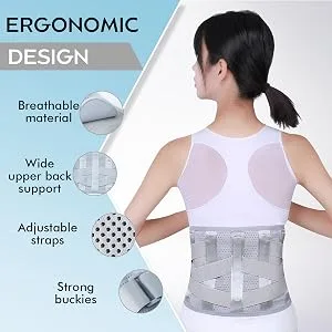 Back Brace Support for Lower Back Pain Relief from Back Pain Lower Back Brace Herniated Disc Sciatica Breathable Back Support Belt for Men and Women Lightweight Lumbar Support for Dairly Activity Medium - Back Brace with 5 Metal Stays