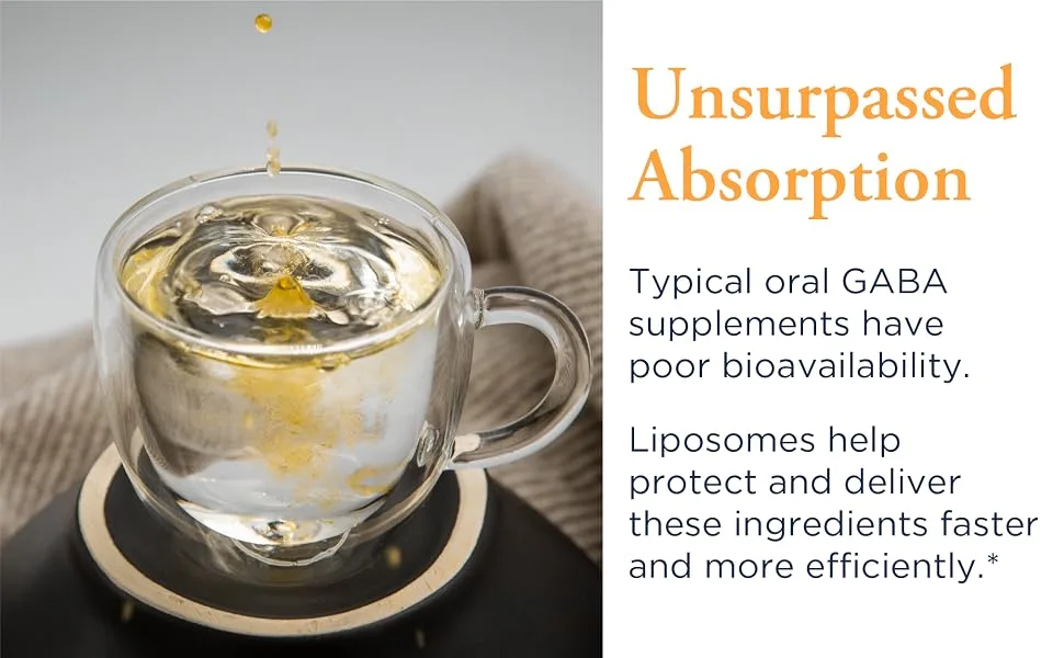 Quicksilver Scientific Liposomal GABA with L-Theanine - Emulsified Liquid GABA Supplement to Support Sleep, Focus + Stress Response (1.7oz/50ml) - Unsurpassed Absorption with liposomes
