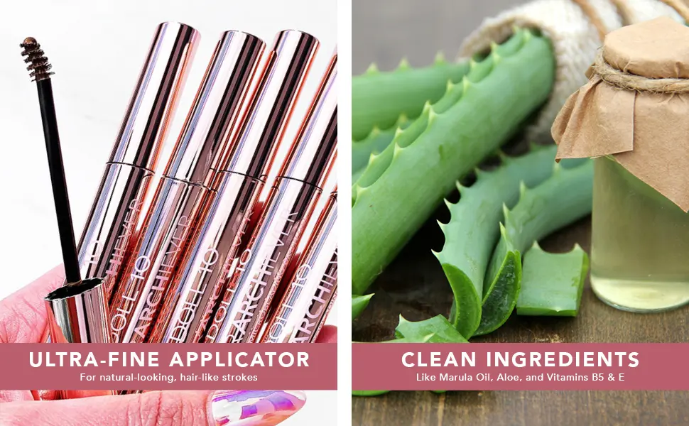 Doll 10 OverARCHiever Precision Microblading Brow Gel (Dark Brown) - Ultra-fine Applicator, Clean Ingredients