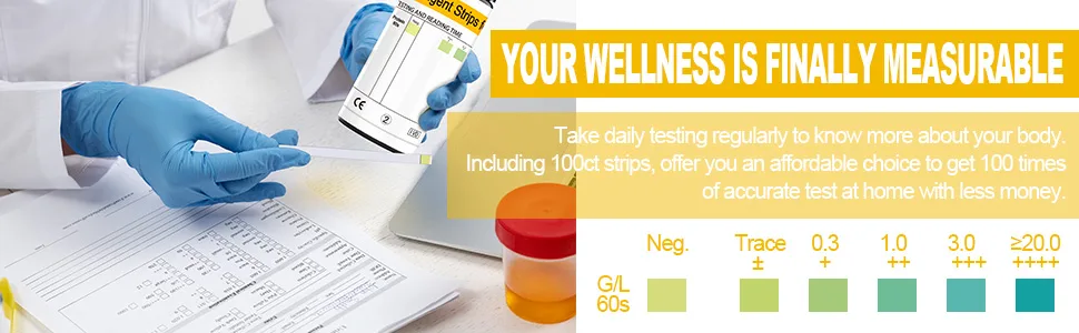 100ct Protein Urine Test Strips Kit - Easy to Use for Quick & Accurate Results at Home Urine Protein Test Strips Easy to Read Results | 100 Strips - Measurable