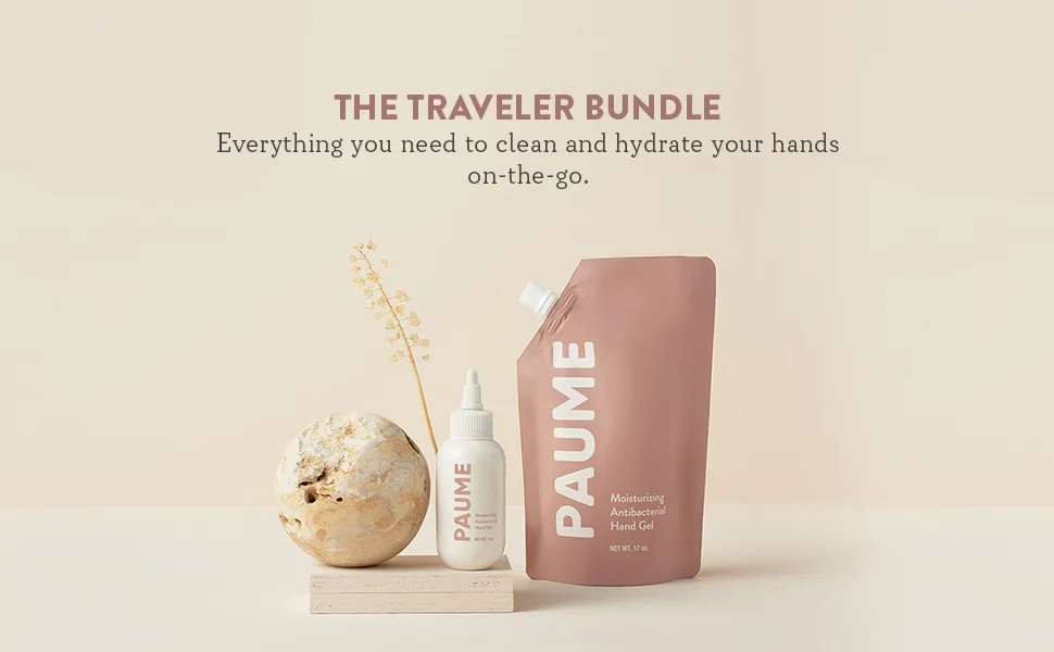 PAUME - Antibacterial Gel 3oz & Refillable Travel Bag 17oz | Silicon & Paraben Free No Artificial Fragrances & Vegan - paume