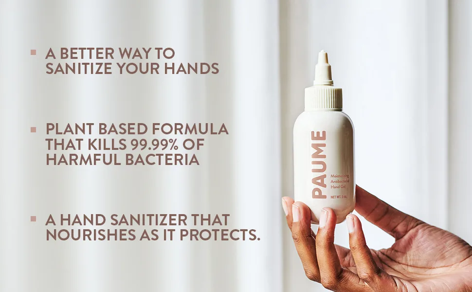PAUME - Antibacterial Gel 3oz & Refillable Travel Bag 17oz | Silicon & Paraben Free No Artificial Fragrances & Vegan - Paume