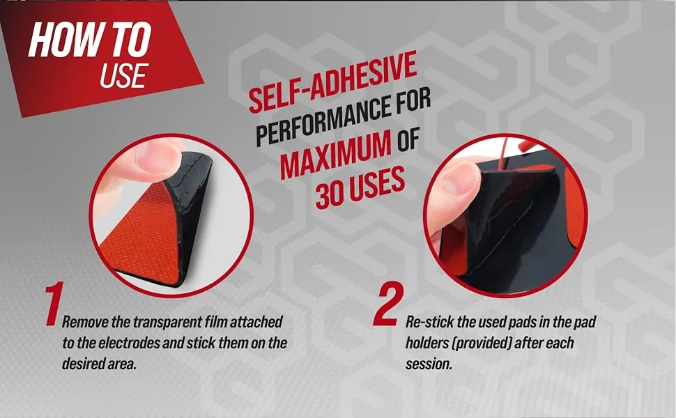 Reusable Electrode Pads for TENS Pro EMS Unit Premium Replacement Square Pads with Plastic Holder Set of 10 Pairs Red - reusable replacement pads tens pro unit massager electrode kit set square body