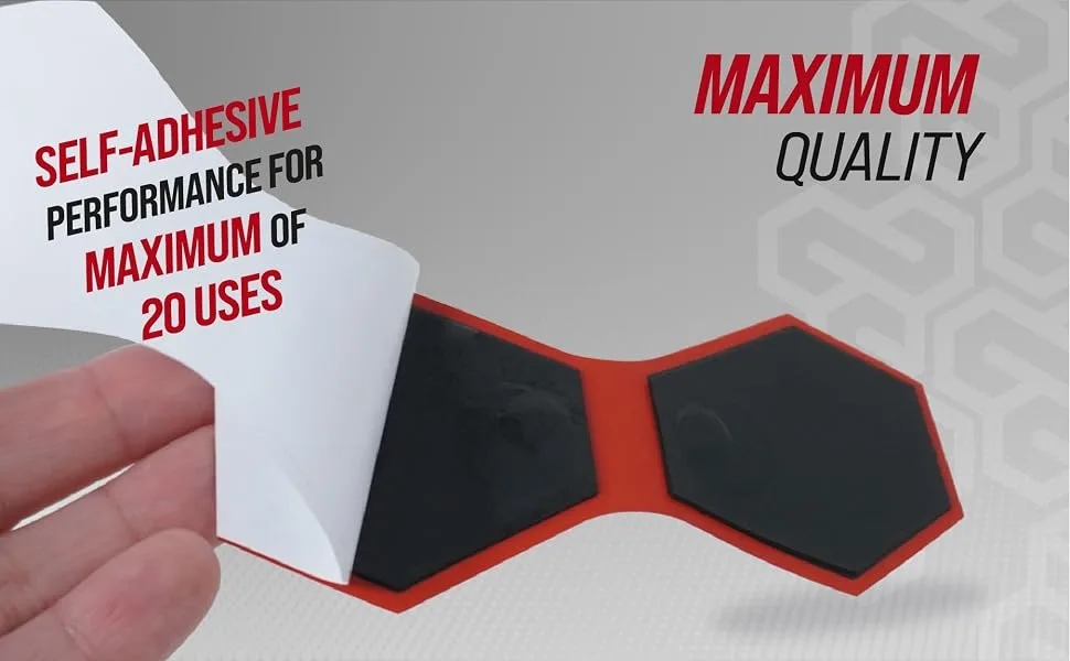 Reusable Electrode Pads for Wireless TENS EMS PMS Unit 4 Polygon Replacement Premium Pads Red - wireless electrode pads tens no wires reusable replacement polygon sticky pulse