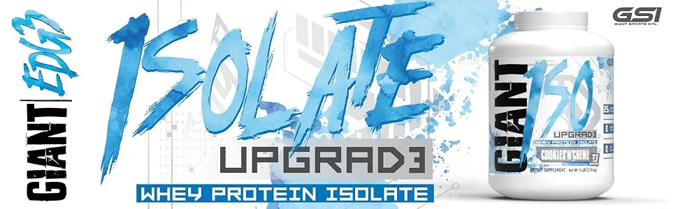 Giant Edge Series 100% Whey Protein Isolate - 25g Pure Whey Isolate - Zero Sugar Zero Fat - 5 Grams BCAA's Chocolate 5 Pound Chocolate 5 Pound - GIANT PERFORMANCE EDGE ISOALTE WHEY PROTEIN POWDER