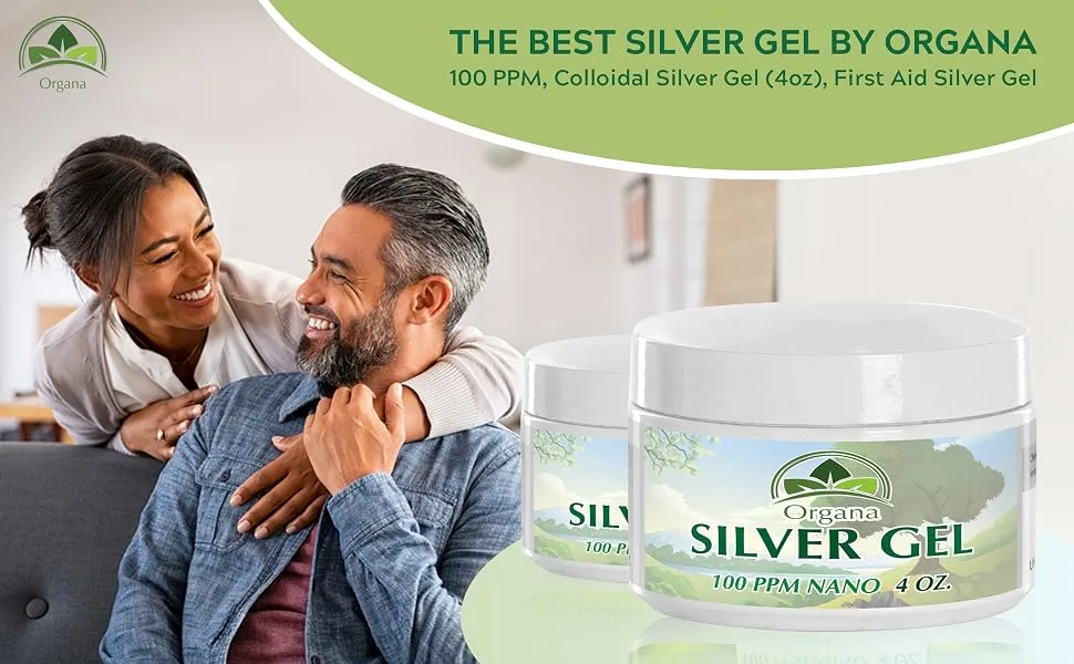 Organa Colloidal Silver Gel - 100 PPM - Colloidal Silver Gel (4oz) - Organa Silver Gel - First Aid Silver Gel; Best Silver Gel; NANO SIZED SILVER Silver Gel