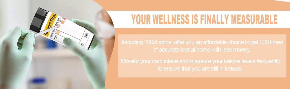 200CT Ketone Test Strips - Keto Strips for Quick & Accurate Results Easy-to-Use Ketosis Test Strips Easy to Read Results | 200 Ketone Strips - Measurable