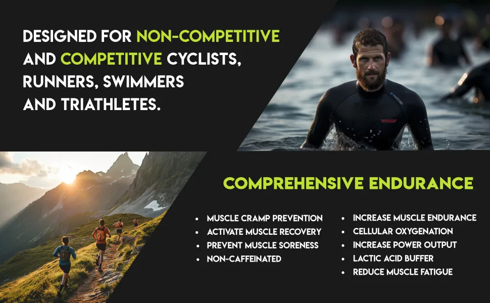 Complete with Electrolytes Creatine and Beta Alanine - Fast Legs & Stamina Leg Cramp Prevention Oxygen Delivery with Rhodiola Muscle Recovery VO2 Max Boost Lactic Acid Buffer - supplement for runners, cyclists and triathletes