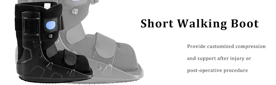 Walking Boot Short Air Walker Fracture Boot Support for Broken Foot Sprained Ankle Fracture Recovery fits Left or Right Foot Black Small - Walking Boot