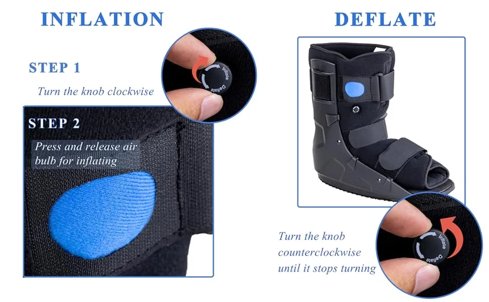 Walking Boot Short Air Walker Fracture Boot Support for Broken Foot Sprained Ankle Fracture Recovery fits Left or Right Foot Black Small - Walking Boot