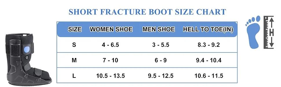 Walking Boot Short Air Walker Fracture Boot Support for Broken Foot Sprained Ankle Fracture Recovery fits Left or Right Foot Black Medium - Walking Boot