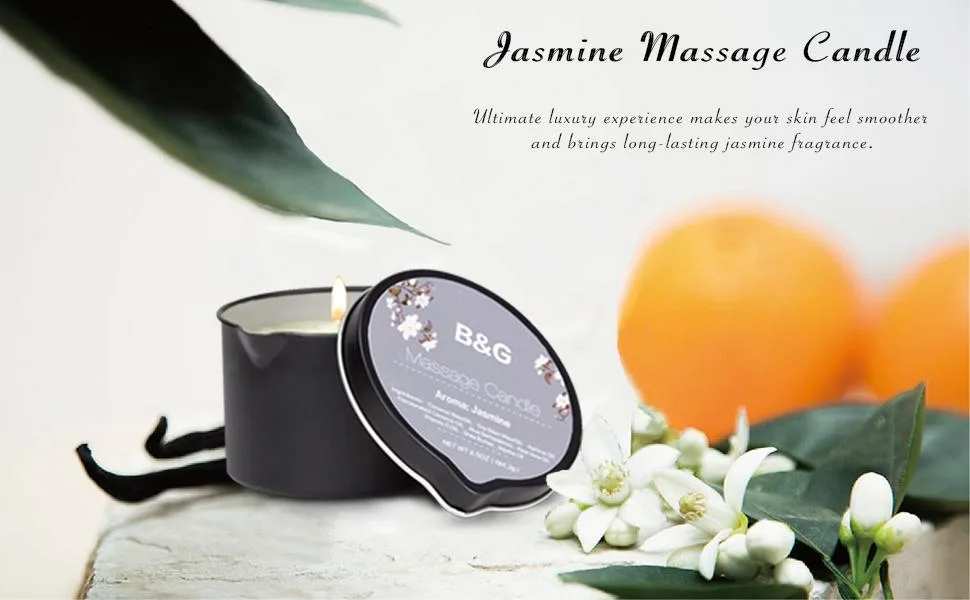 B & G Massage Candle - 6.5Oz Aromatherapy Scented Candle Moisturizing Luxurious Intimacy Relaxing Essential Oil Body Massage Candle for Home Spa - Jasmine - Jasmine Massage Candle