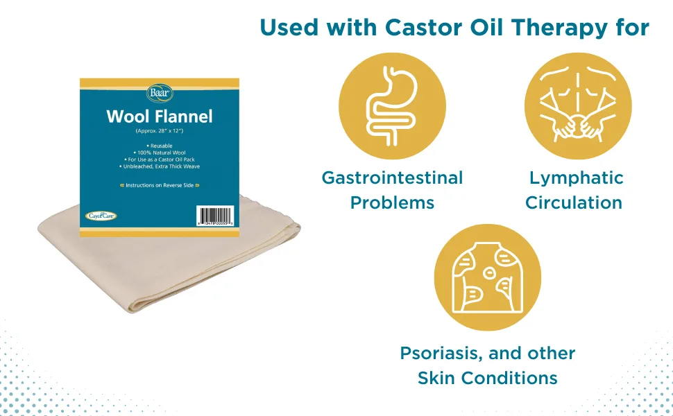 Extra Large 100% Natural Unbleached Extra Thick Wool Flannel - Used with Castor Oil Therapy for Gatrointestial
