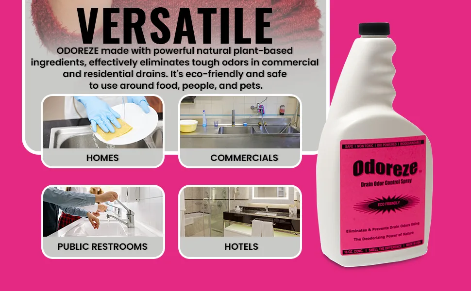 Natural Probiotic Drain Smell Deodorizer: 32 oz. Concentrate Makes 128 Gallons to Clean Drain Odor - no odor ODOREZE Natural Probiotic Drain Smell Deodorizer
