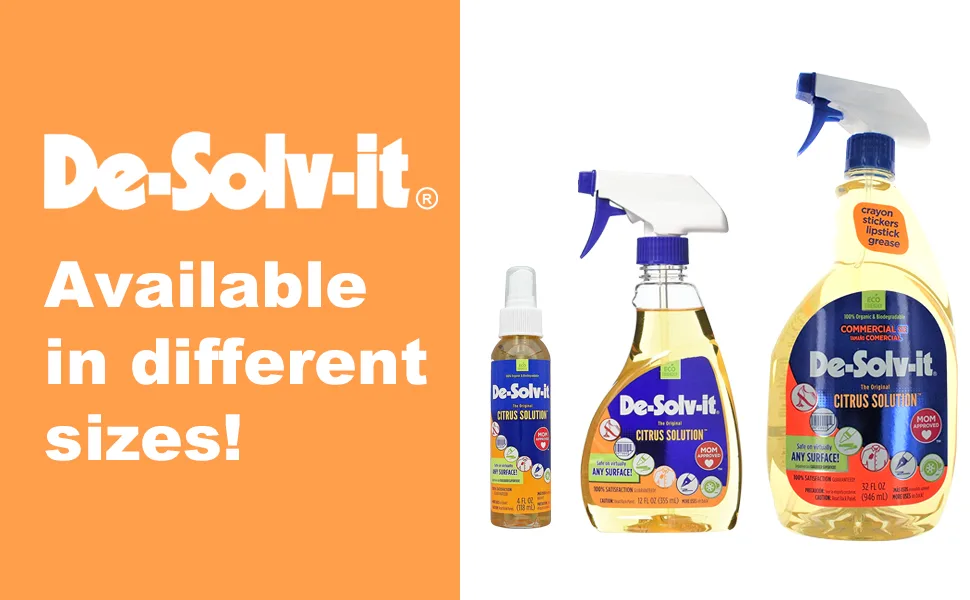 Orange-Sol De-Solv-It Citrus Solution - Odor & Stain Remover for Cloth Wood Glass & More 4-Ounce - citrus solution