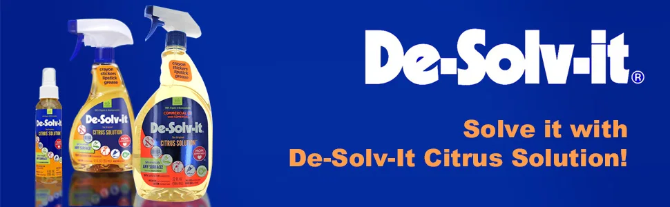 Orange-Sol De-Solv-It Citrus Solution - Odor & Stain Remover for Cloth Wood Glass & More 4-Ounce - De-Solv-It Citrus Solution for homes and offices