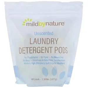 Mild By Nature Laundry Detergent Pods Unscented 60 Loads 2.38 lbs (1 077 g) - Laundry Detergent Pods