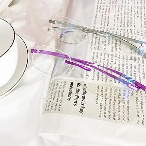 FEISEDY Rimless Reading Glasses Blue Light Blocking Lightweight Clear Lens Eyewear for Men and Women B2655 Gray 2.50x - 26550001