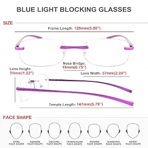 FEISEDY Rimless Reading Glasses Blue Light Blocking Lightweight Clear Lens Eyewear for Men and Women B2655 Gray 2.50x - 26550003
