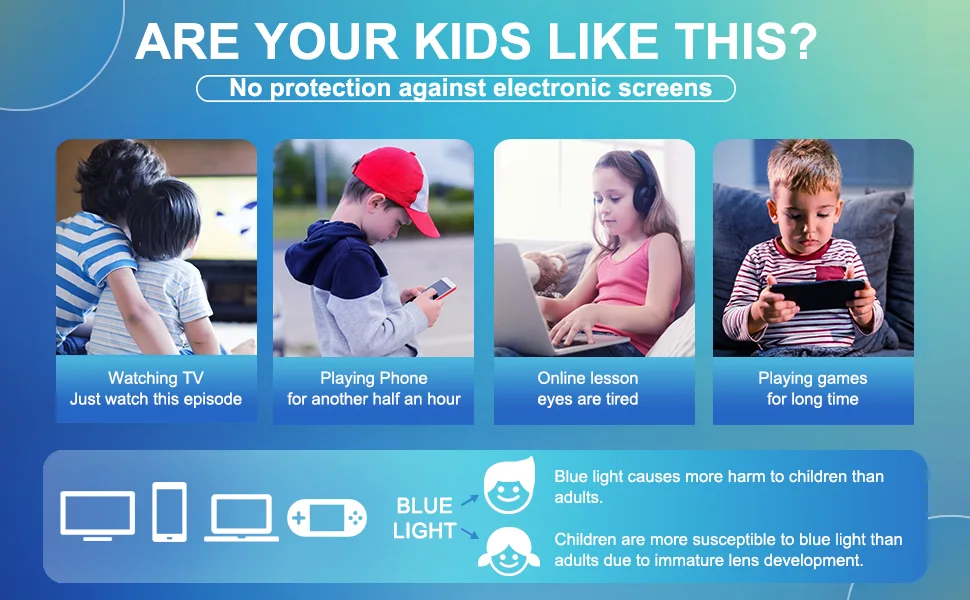 FONHCOO Blue Light Blocking Glasses for Kids Boys & Girls Unbreakable Frame Computer Gaming TV Glasses Navy Blue - kids blue light blocking glasses
