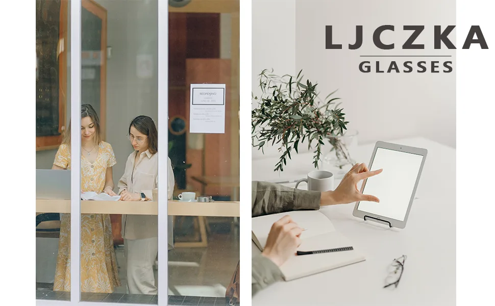 LJCZKA Half Rimless Blue Light Blocking Glasses Women Men Fresh Rectangle Computer Business Glasses Gold - Blue Light Blocking Glasses