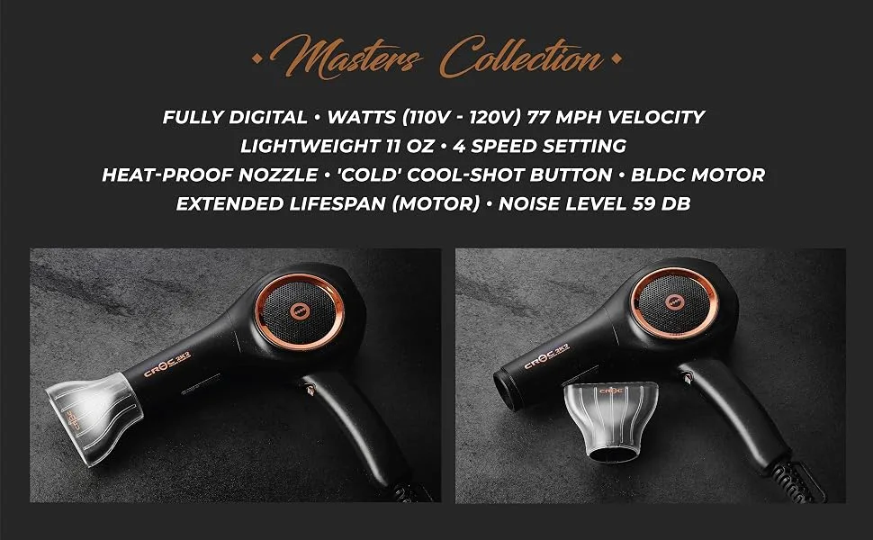 CROC Masters 2K2 Digital Infrared Blow Dryer Black (Brushless Motor) - Blow Dryer