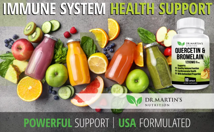 Quercetin & Bromelain 1200mg | Supports Immune System & Cardiovascular Health, Helps Improve Inflammatory & Immune Responses, Seasonal Sinus Support - Quercetin, Bromelain, Vitamins, Dr. Martin