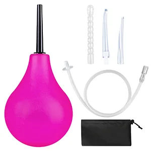 Enema Bulb 7.6oz Douche Enema Kit Includes 4 Nozzles for Women & Men Purple with Storage Bag - Packikng Include: 7.6 Ounce Enema Bulb 4 Replaceable Nozzles 9.7in Hose Black Storage Bag