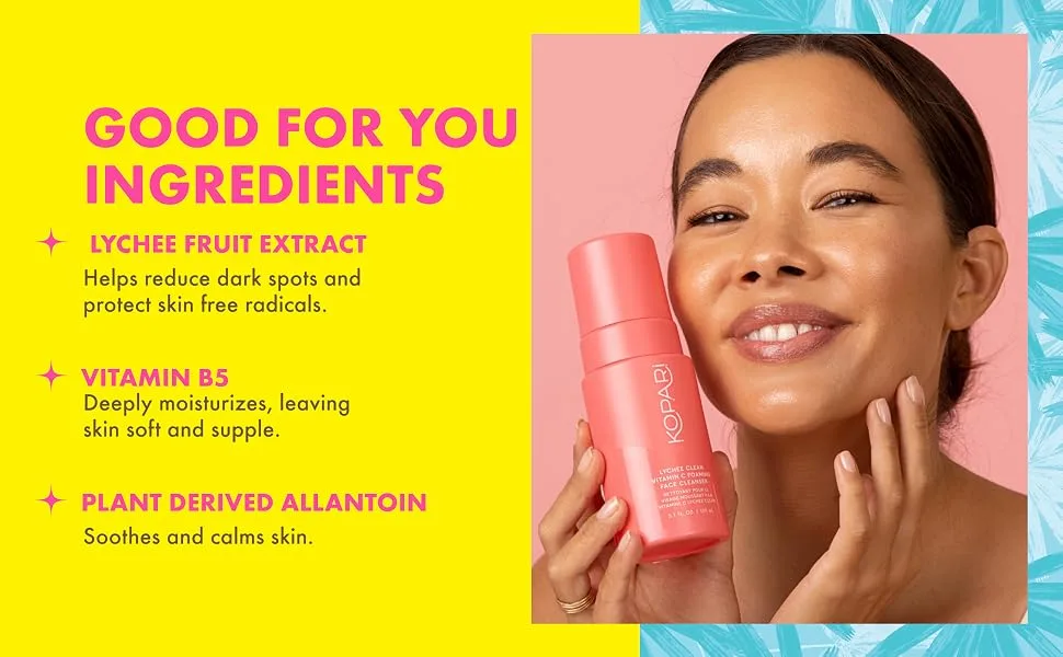 Kopari Lychee Clean Vitamin C Foaming Face Cleanser - lychee extract, vitamin b5, allatoin