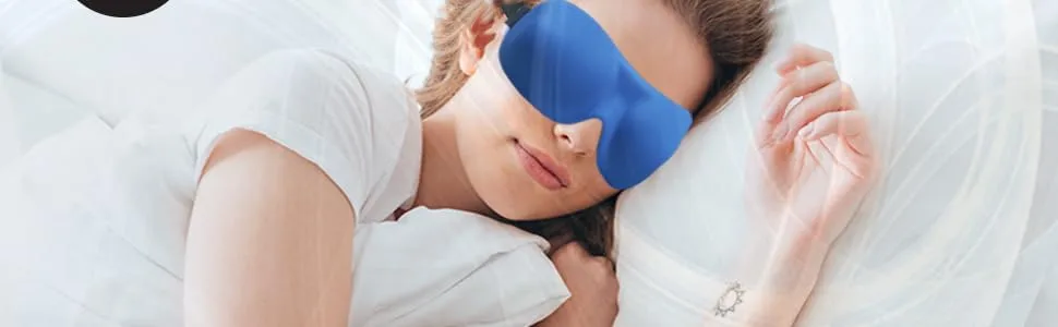 Contoured Sleep Mask - Adjustable Strap with Buckle Lock for Comfortable Light Blocking - Includes Travel Pouch - Blue - Drift to Sleep Sleep Mask