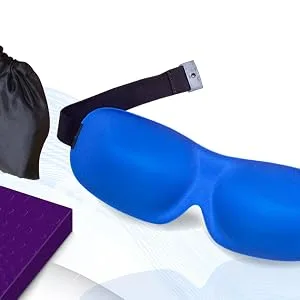 Contoured Sleep Mask - Adjustable Strap with Buckle Lock for Comfortable Light Blocking - Includes Travel Pouch - Blue - sleep eye mask
