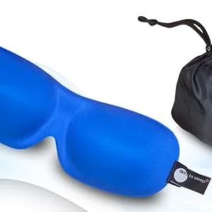 Contoured Sleep Mask - Adjustable Strap with Buckle Lock for Comfortable Light Blocking - Includes Travel Pouch - Blue - Sleeping eye mask