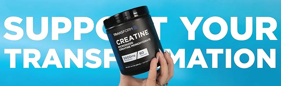 TransformHQ Creatine Monohydrate Powder (60 Servings) Unflavored - 5000mg Per Serving - Transform HQ Support your Transformation with Creatine