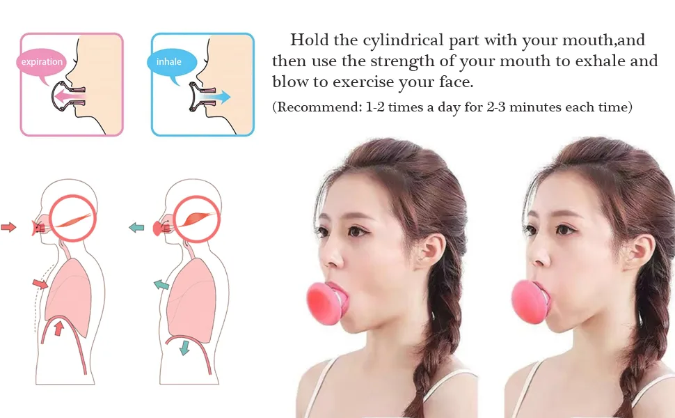 Face Slimming Tool Muscle Lips Trainer Unisex Jaw Exerciser Facial Firming Trainer Reducing Skin Sagging and Improving Chin Line Exerciser(Pink) - product information 6